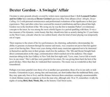 CD Dexter Gordon: A Swingin' Affair