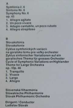 LP Slovak Philharmonic Orchestra: Slovakofónia, Op. 46 / VI. Symfónia, Op. 45