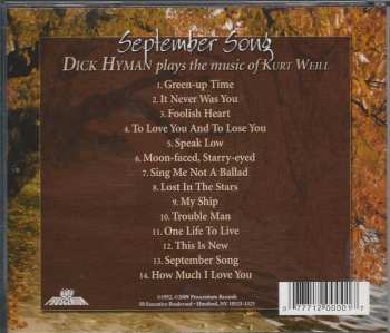 CD Dick Hyman: September Song: Dick Hyman Plays The Music Of Kurt Weill