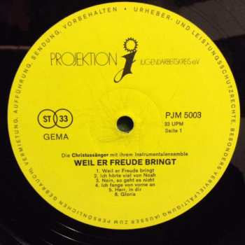 LP Die Christussänger: Weil Er Freude Bringt