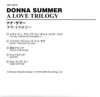 CD Donna Summer: A Love Trilogy LTD