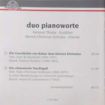 CD Francis Poulenc: Die Geschichte von Babar Dem Kleinen Elefanten / Die Chinesische Nachtigall
