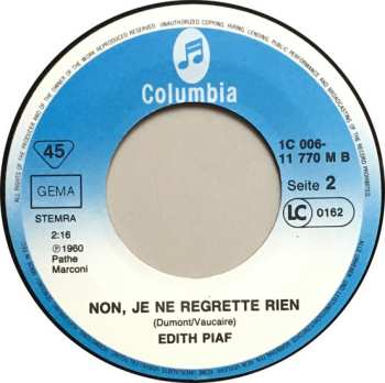 SP Edith Piaf: Milord / Non Je Ne Regrette Rien