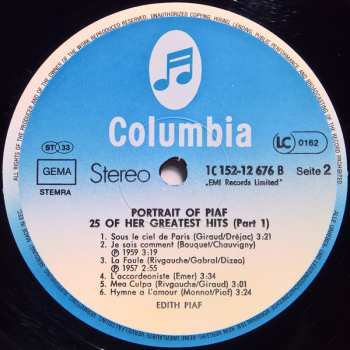 2LP Edith Piaf: Portrait Of Piaf - 25 Of Her Greatest Hits