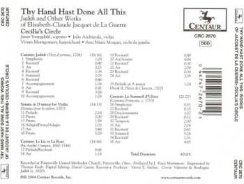 CD Élisabeth Jacquet de La Guerre: Thy Hand Hast Done All This: Judith And Other Works Of Elisabeth-Claude Jacquet De La Guerre