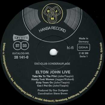LP Elton John: Live