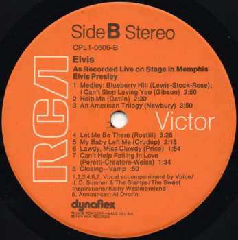 4LP Elvis Presley: Recorded Live On Stage In Memphis