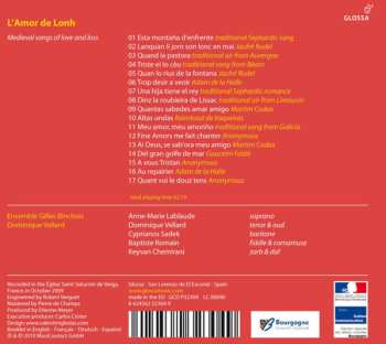 CD Ensemble Gilles Binchois: L'Amor De Lonh: Medieval Songs Of Love And Loss