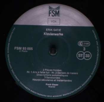 3LP/Caja Erik Satie: Sämtliche Klavierwerke (Für Soloklavier)