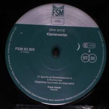 3LP/Caja Erik Satie: Sämtliche Klavierwerke (Für Soloklavier)