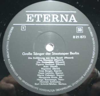 LP Karl Schmitt-Walter: Große Sänger Der Staatsoper Berlin (Historische Aufnahmen)