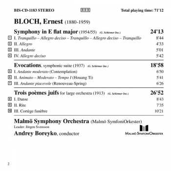 CD Ernest Bloch: Trois Poèmes Juifs / Symphony In E Flat Major / Evocations