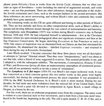CD Ernest Bloch: Trois Poèmes Juifs / Symphony In E Flat Major / Evocations