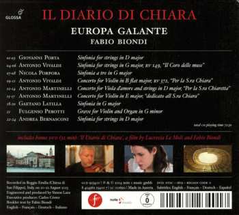 CD Fabio Biondi: Il Diario Di Chiara (Music From La Pietà In Venice In The 18th Century)