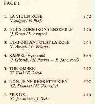 LP Eva Novotná: Les Grandes Chansons Avec Eva