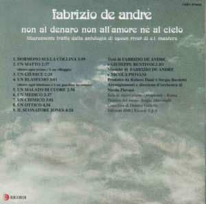 CD Fabrizio De André: Non Al Denaro Non All'Amore Nè Al Cielo