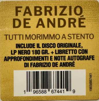 LP Fabrizio De André: Tutti Morimmo A Stento