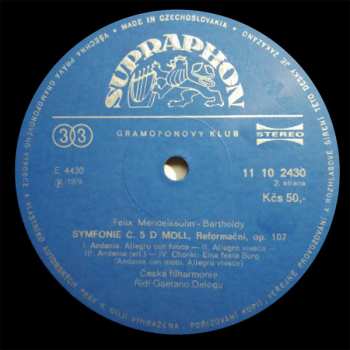 LP The Czech Philharmonic Orchestra: Symfonie Č. 4 Italská / Symfonie Č. 5 Reformační