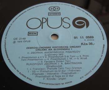 LP Ferdinand Klinda: Organs In Slovakia - Czechoslovak Historic Organs