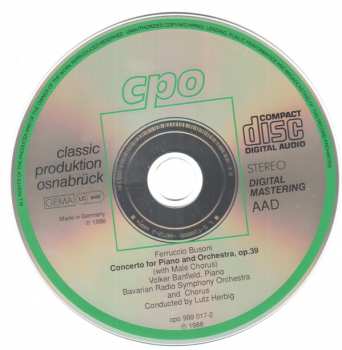 CD Symphonie-Orchester Des Bayerischen Rundfunks: Konzert Für Klavier Und Orchester Op. 39 Mit Schlußchor