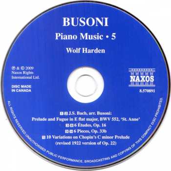 CD Ferruccio Busoni: Piano Music • 5