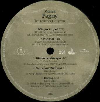 2LP Florent Pagny: Toujours Et Encore