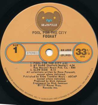 LP Foghat: Fool For The City
