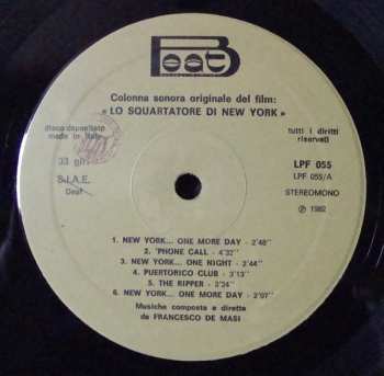 LP Francesco De Masi: Lo Squartatore Di New York - O.s.t.