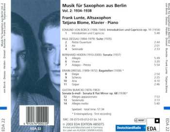 CD Tatjana Blome: Musik Für Saxophon Aus Berlin Vol. 2