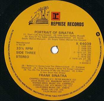 2LP Frank Sinatra: Portrait Of Sinatra: Forty Songs From The Life Of A Man