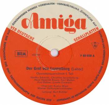 LP Franz Lehár: Der Graf Von Luxemburg