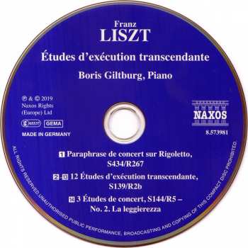 CD Franz Liszt: Études D’Exécution Transcendante