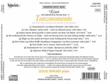 CD Franz Liszt: Tanzmomente And Other Rare German Transcriptions