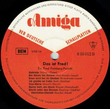 LP Fred Frohberg: Das Ist Fred. Ein Fred Frohberg-Porträt