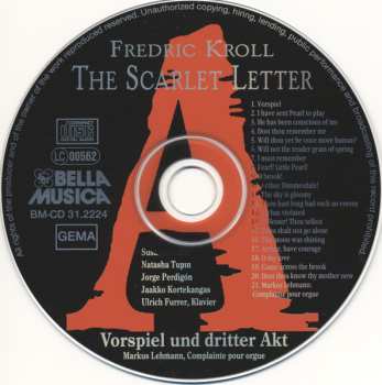 CD Dr. Fredric Kroll: The Scarlet Letter (Vorspiel Und Dritter Akt)