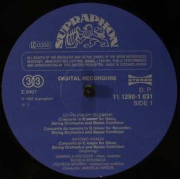 LP Antonio Vivaldi: Oboe Recorder Concertos