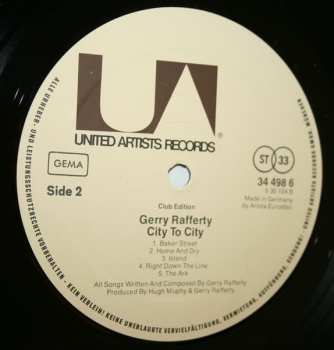 LP Gerry Rafferty: City To City