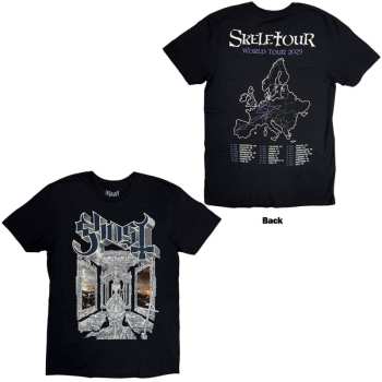 Mercancía Ghost: Ghost Unisex T-shirt: Skeleta Album Cover '25 Tour Dates (black) (back Print) (small) S
