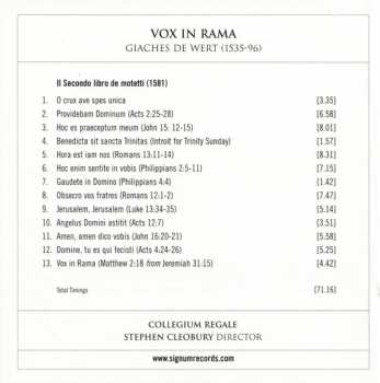 CD Stephen Cleobury: Vox In Rama (Il Secondo Libro De Motetti)