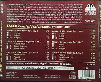 CD Giacomo Facco: Pensieri Adriarmonici: Concerti À Cinque Volume One - Concertos Nos. 1-6