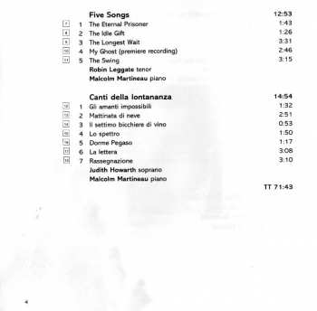 CD Richard Hickox: Martin's Lie (Church Opera) /  Five Songs / Canti Della Lontananza