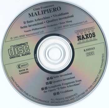 CD Peter Maag: Il Finto Arlecchino • Vivaldiana • Sette Invenzioni • Quattro Invenzioni