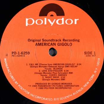 LP Giorgio Moroder: American Gigolo (Original Soundtrack Recording)