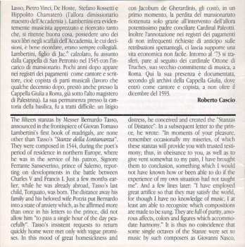 CD Fortuna Ensemble: Il Primo Libro Dei Madrigali A Quattro Voci Sopra Quindici Stanze Di M. Bernardo Tasso