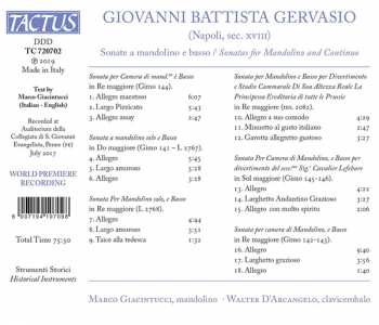CD Giovanni Battista Gervasio: Sonate A Mandolino E Basso