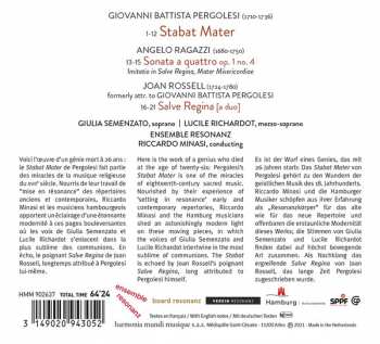 CD Giovanni Battista Pergolesi: Stabat Mater | Salve Regina