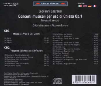 2CD Giovanni Legrenzi: Concerti Musicali Per Uso Di Chiesa Op.1 Messa e Vespro