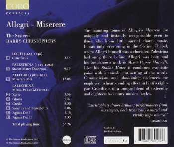 CD Gregorio Allegri: Miserere / Missa Papae Marcelli
