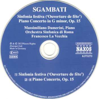 CD Orchestra Sinfonica Di Roma: Sinfonia Festiva • Piano Concerto, Op. 15
