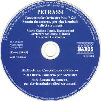 CD Francesco La Vecchia: Concertos For Orchestra Nos. 7 & 8